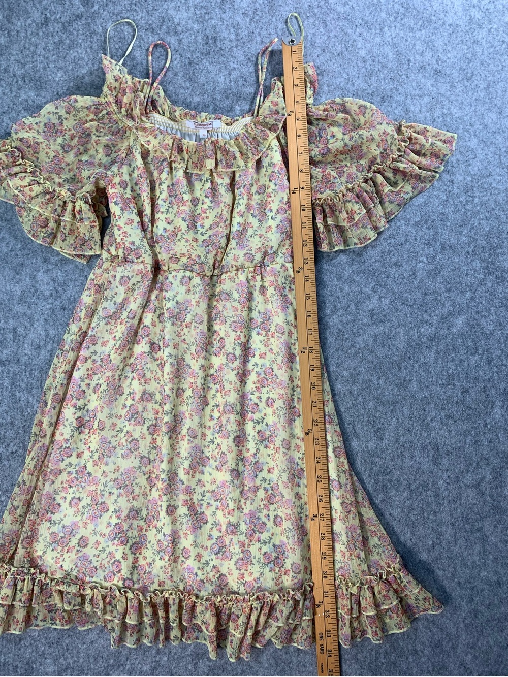 ClockHouse ' Yellow Floral Ruffle Off-Shoulder Dress - Picture 9 of 13
